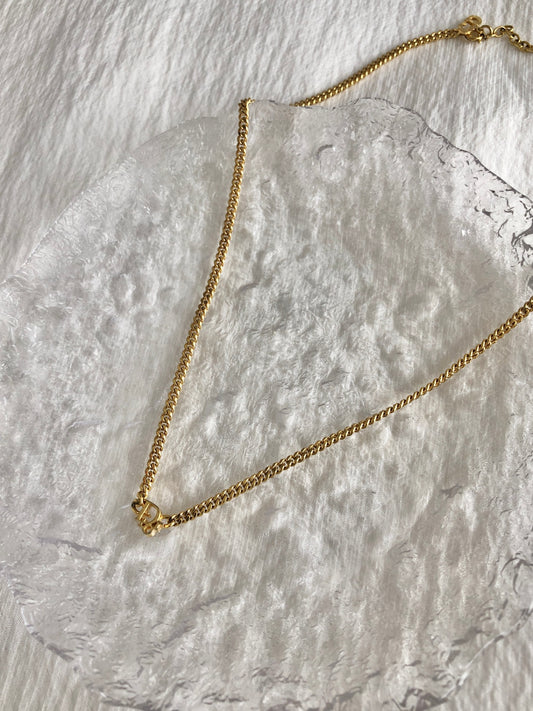 Christian Dior Logo Motif Necklace Gold Vintage t2hpp4