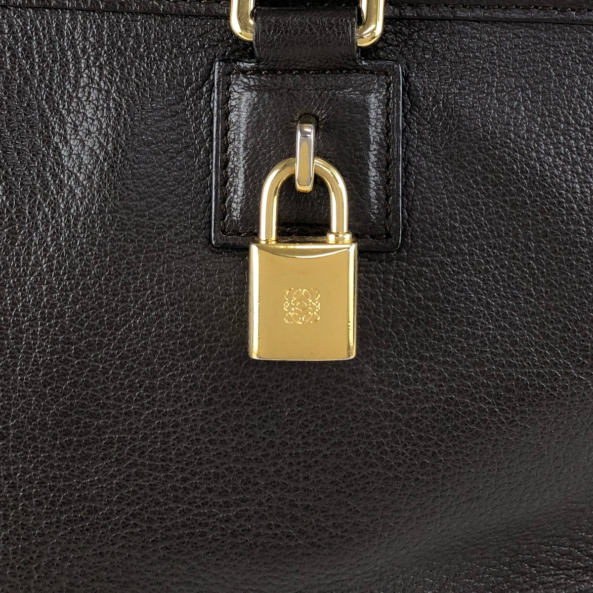 LOEWE Amazona36 Anagram Handbag Boston bag Dark Brown Vintage ihmrwb