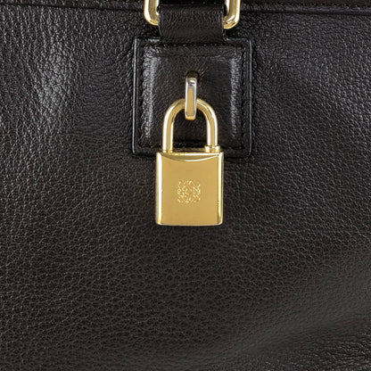 LOEWE Amazona36 Anagram Handbag Boston bag Dark Brown Vintage ihmrwb
