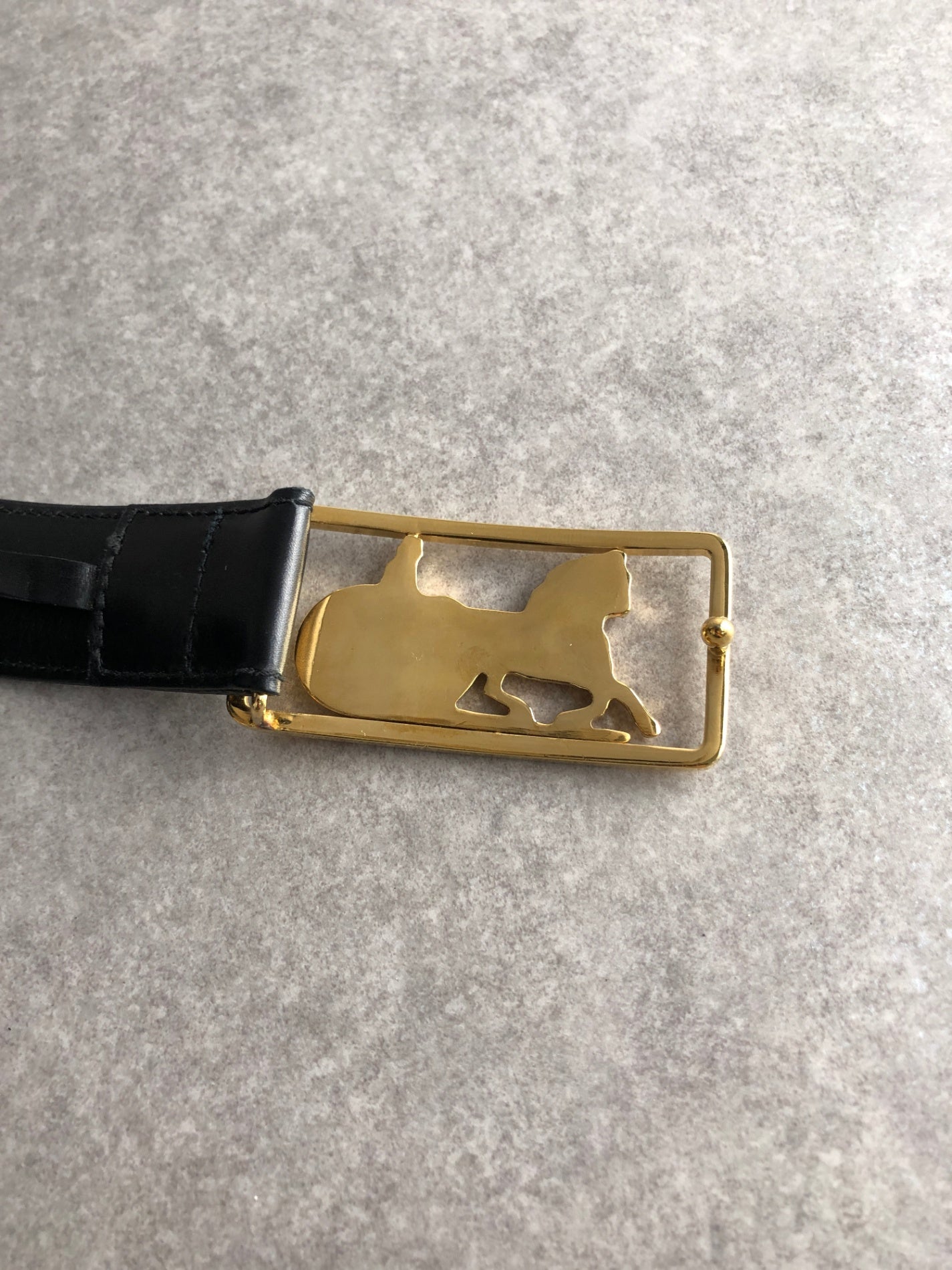 CELINE Horse Carriage Belt Black Vintage ufvcnn