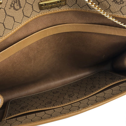 Christian Dior Honeycomb Pattern Chain Crossbody Shoulder bag Beige Vintage ntuik3