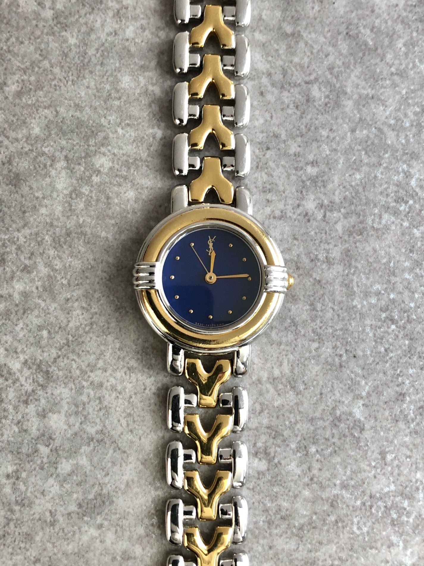 Yves Saint Laurent YSL Logo Watch Gold×Silver 5430-F43089 Vintage