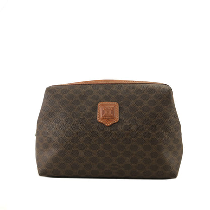 CELINE Macadam Blason  PVC Leather Pouch Brown Vintage vnsihf