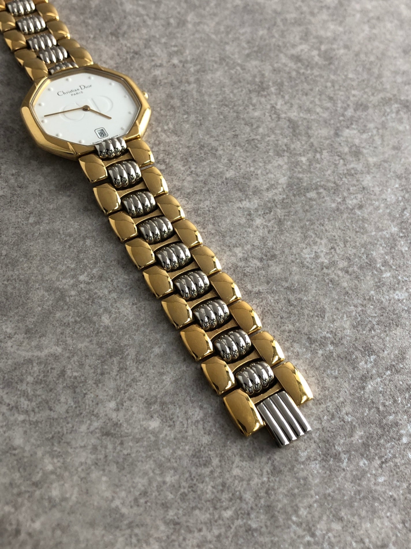 Christian Dior Quartz Watch Silver Gold Vintage 45.134 6jityc