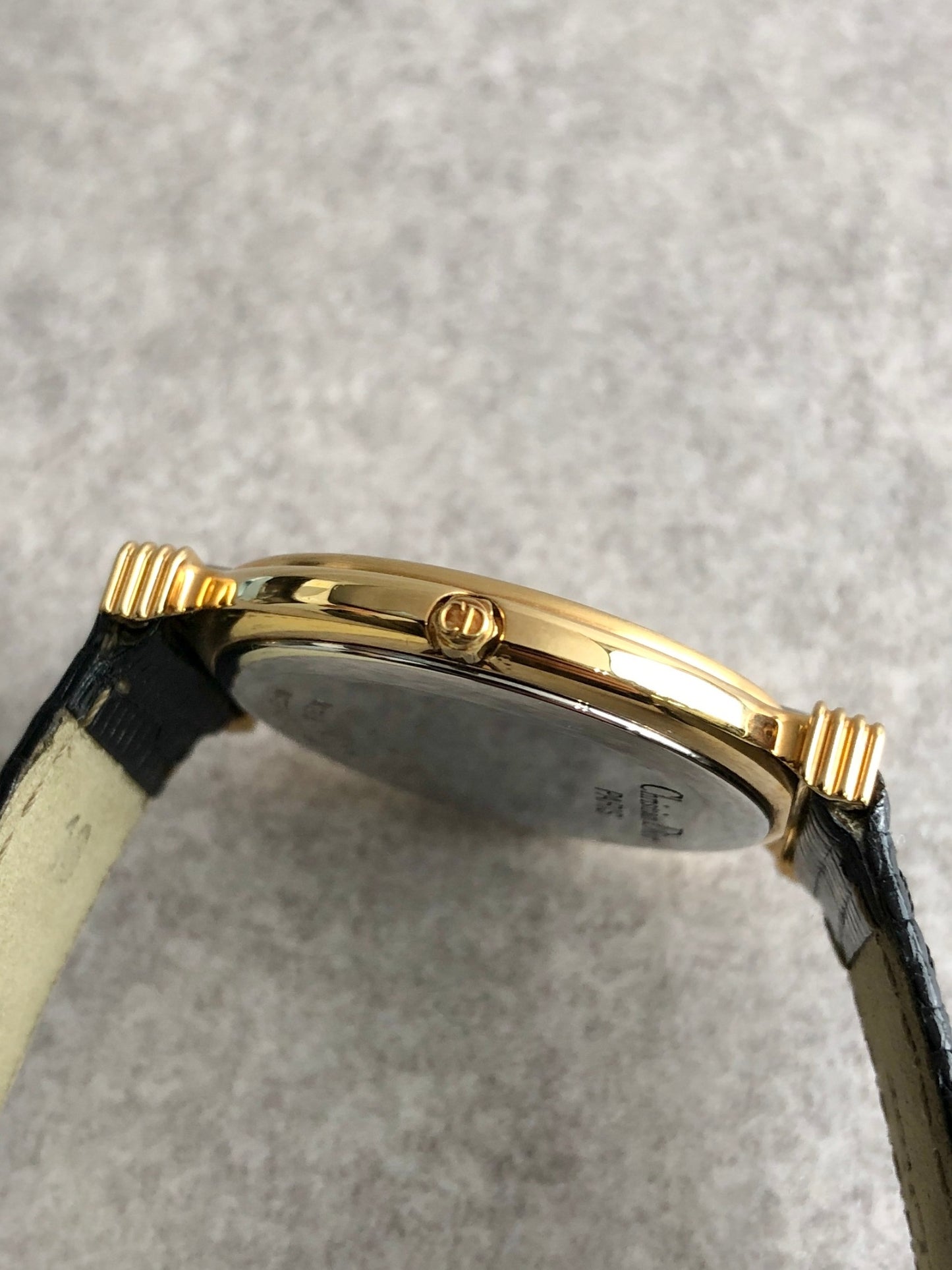 Christian Dior Logo Watch Gold×Black Vintage 76nb8k