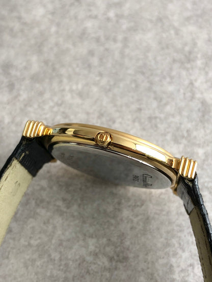 Christian Dior Logo Watch Gold×Black Vintage 76nb8k