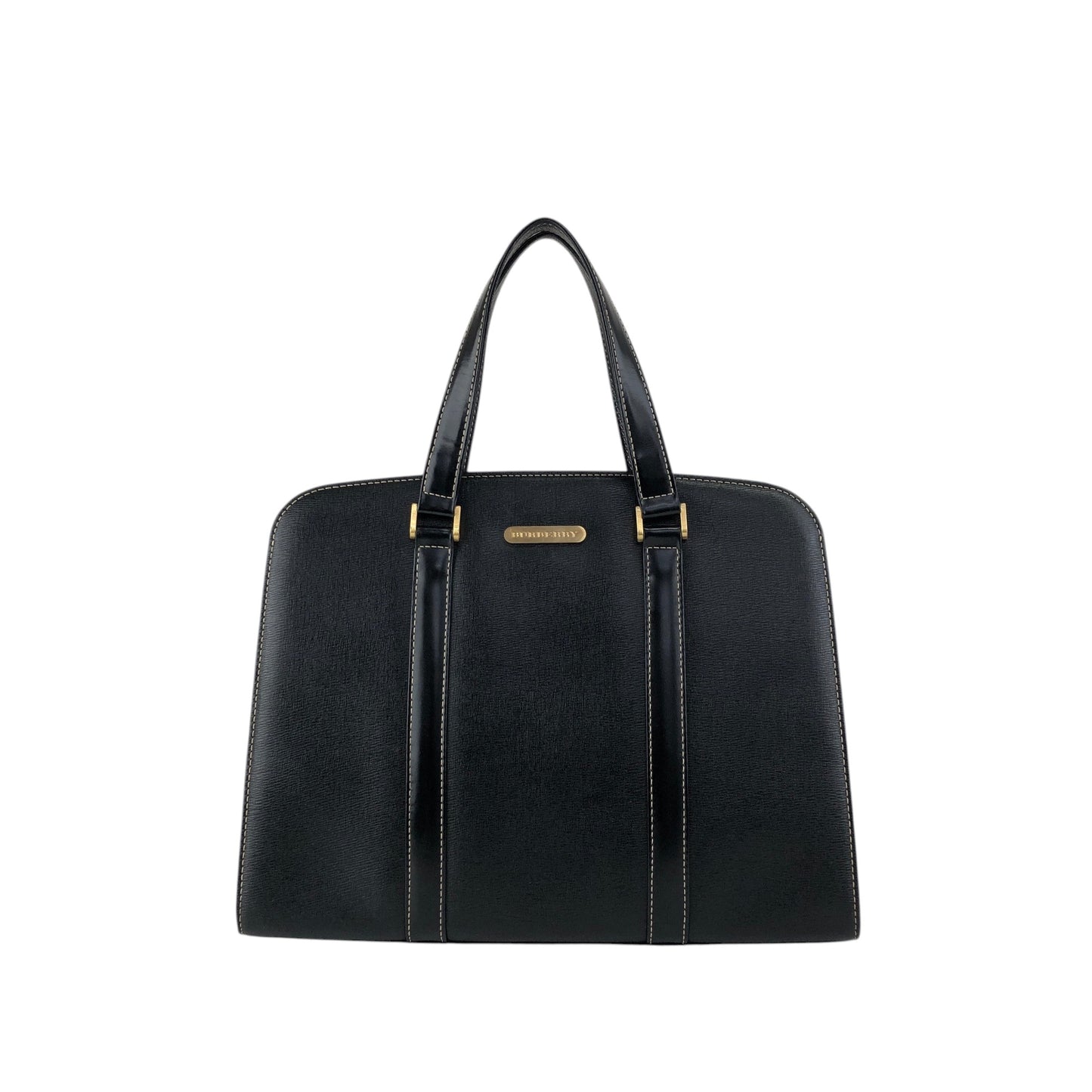 BURBERRY Logo Handbag Totebag Black Vintage 22n2xt
