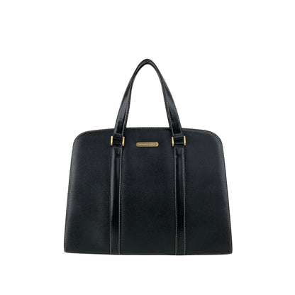 BURBERRY Logo Handbag Totebag Black Vintage 22n2xt