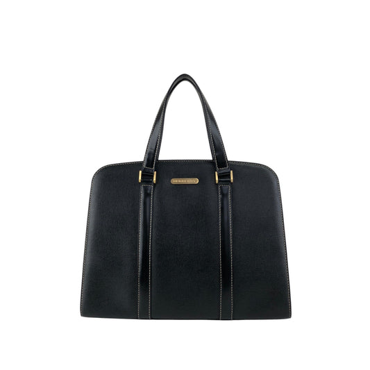 BURBERRY Logo Handbag Totebag Black Vintage 22n2xt