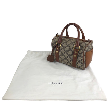 CELINE Triomphe Small Boston bag Handbag Brown Vintage 2j8imx