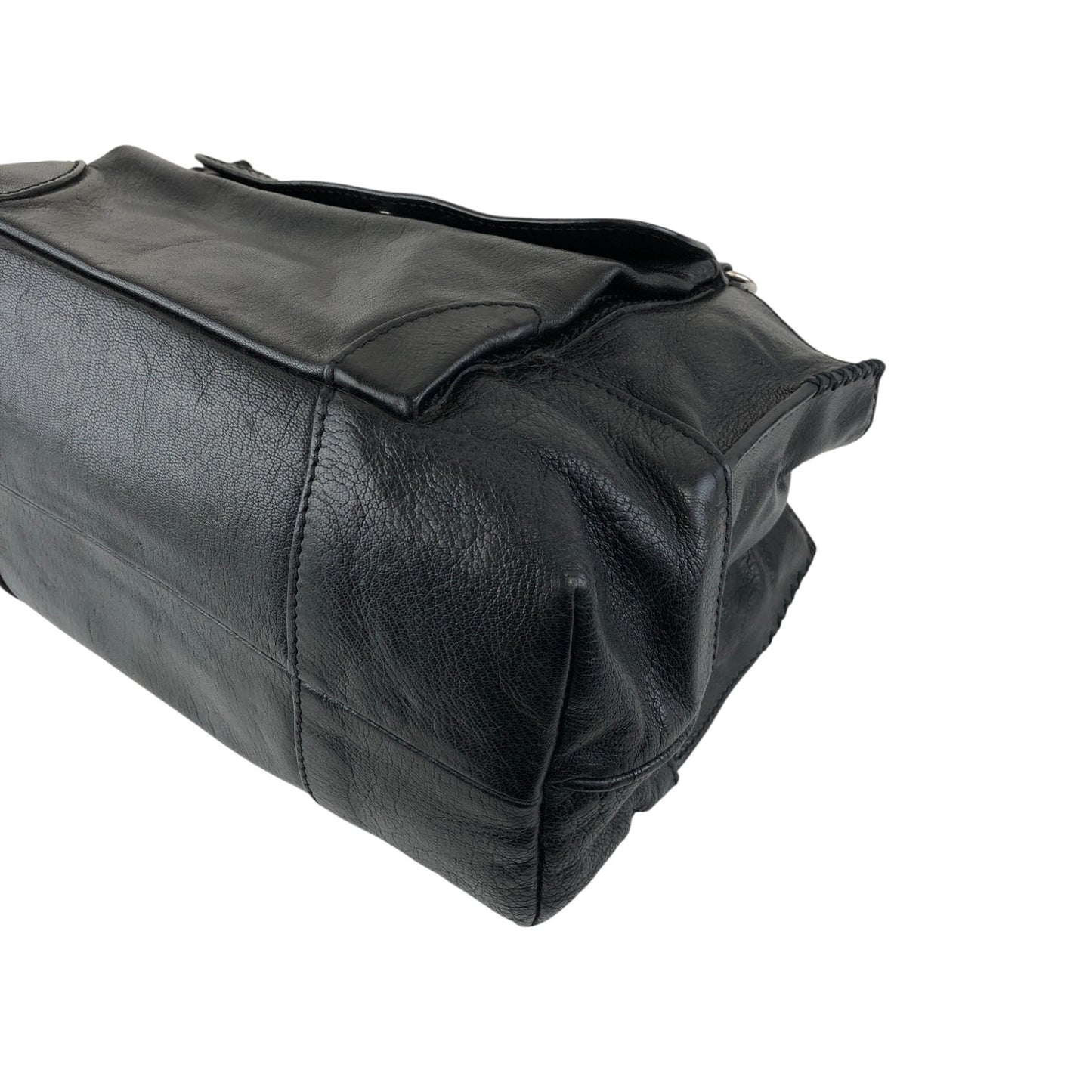 CELINE Horse Carriage Logo Handbag Black Vintage v5s4uu