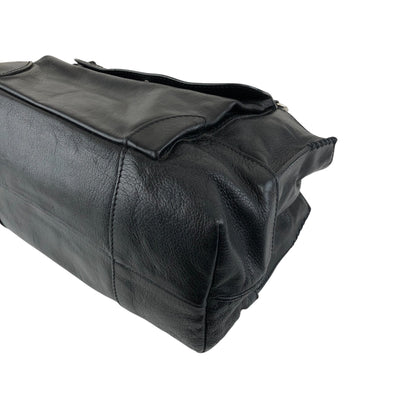 CELINE Horse Carriage Logo Handbag Black Vintage v5s4uu