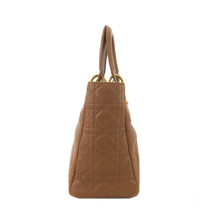 Christian Dior Lady Dior Cannage Leather Handbag Brown Vintage sx8up3