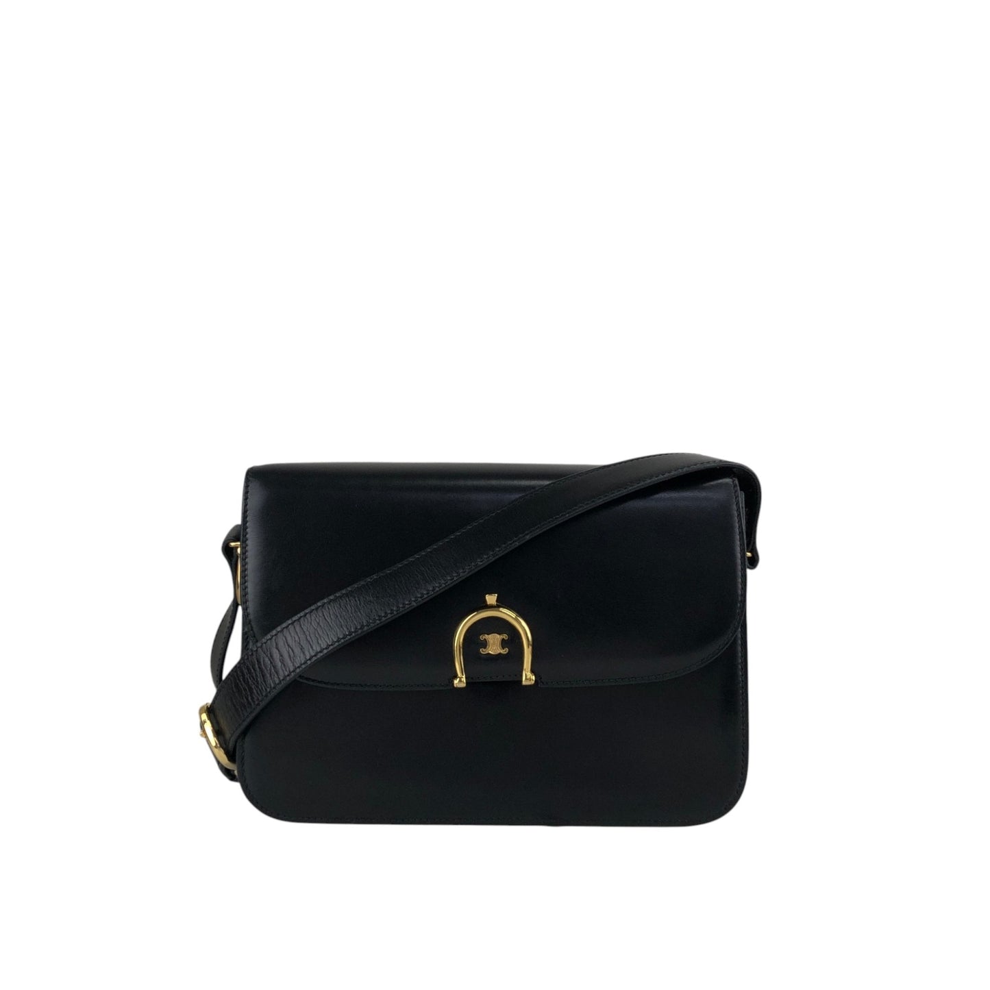 CELINE Triomphe Shoulder bag Black Vintage hvk6su