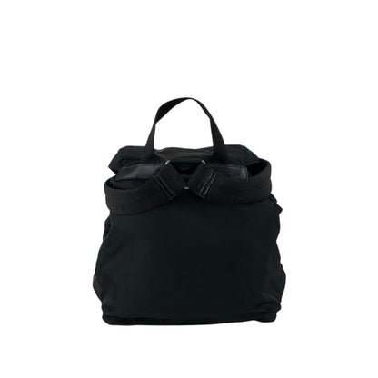 PRADA Tessuto Triangle Logo Double Pocket Backpack Black Vintage vjpnrf