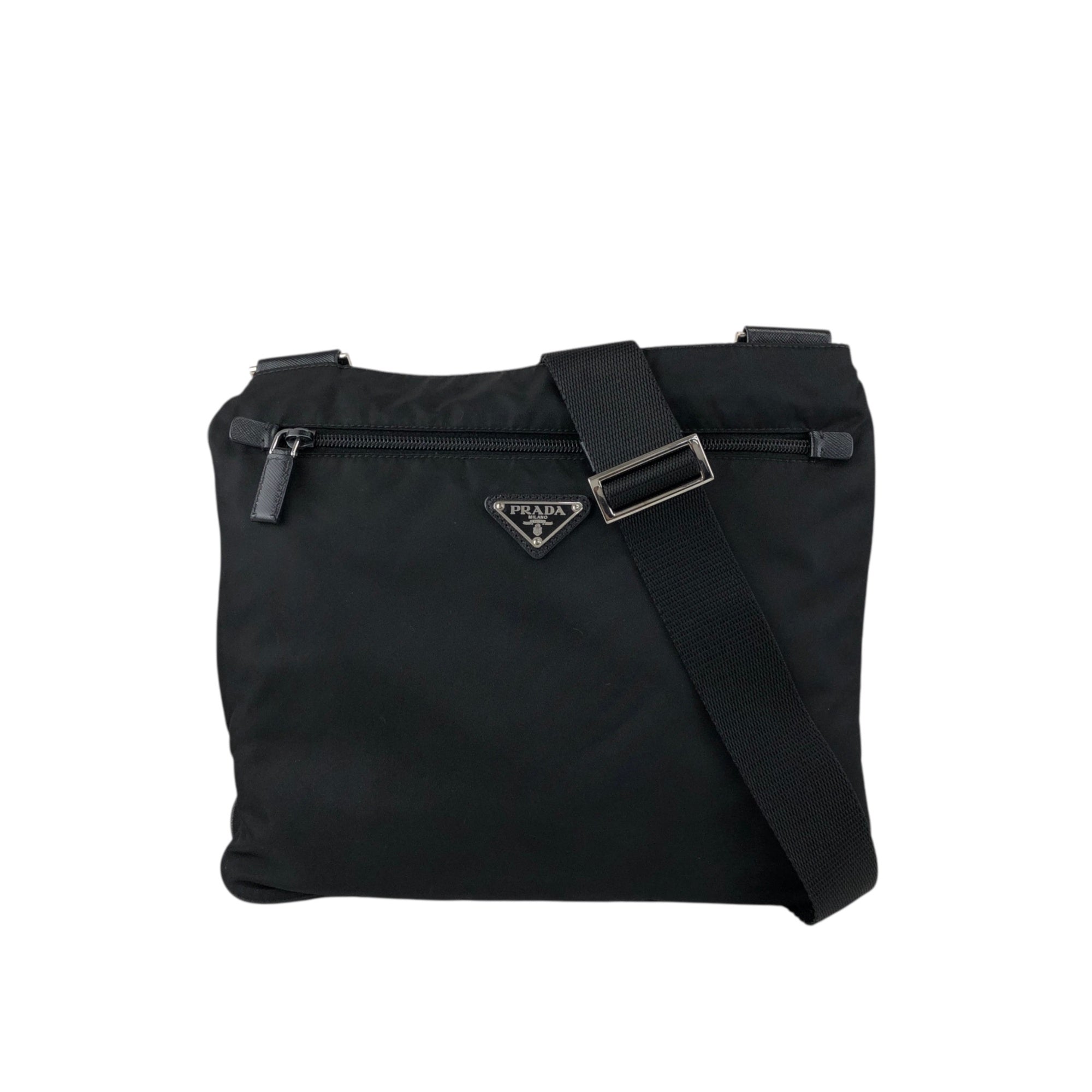 PRADA Tessuto Triangle Logo Shoulder bag Black Vintage
