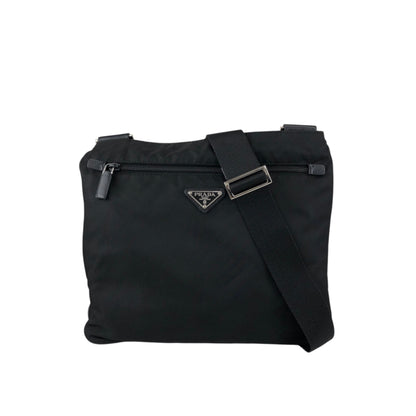 PRADA Tessuto Triangle Logo Shoulder bag Black Vintage jvmtz8