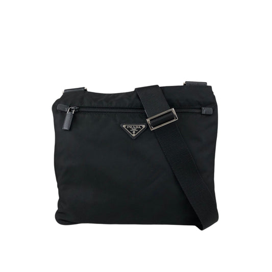 PRADA Tessuto Triangle Logo Shoulder bag Black Vintage jvmtz8