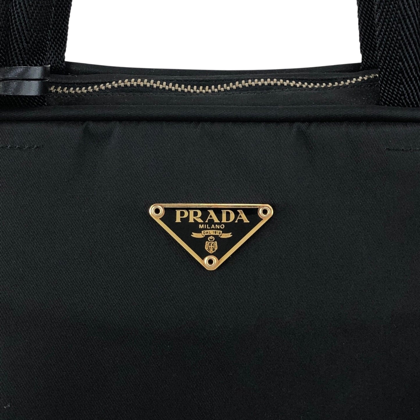 PRADA Tessuto Triangle Logo Padlock Handbag Black Vintage z2waww