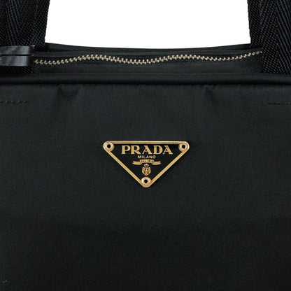 PRADA Tessuto Triangle Logo Padlock Handbag Black Vintage z2waww