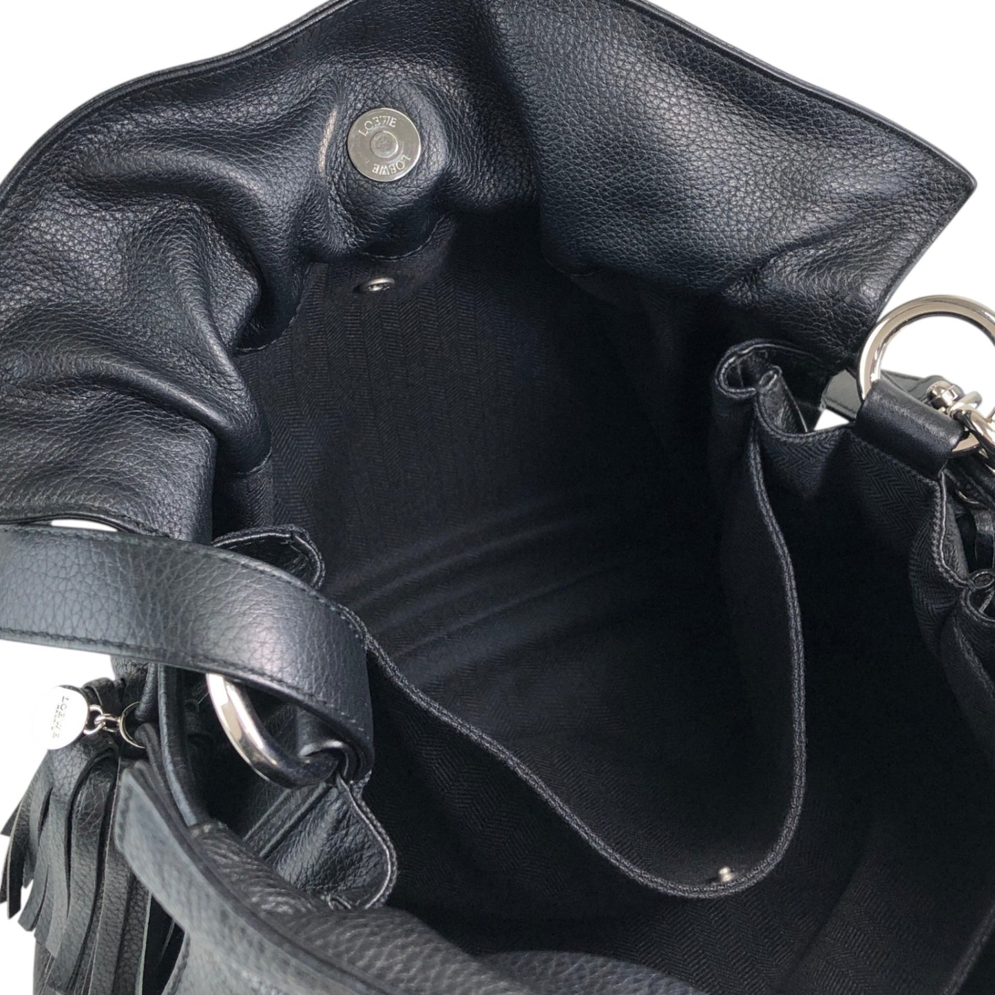 LOEWE Anagram Drawstring Shoulder bag Black Vintage t3naju