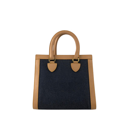 Christian Dior Logo Canvas Handbag Beige×Blue Vintage fwaghn