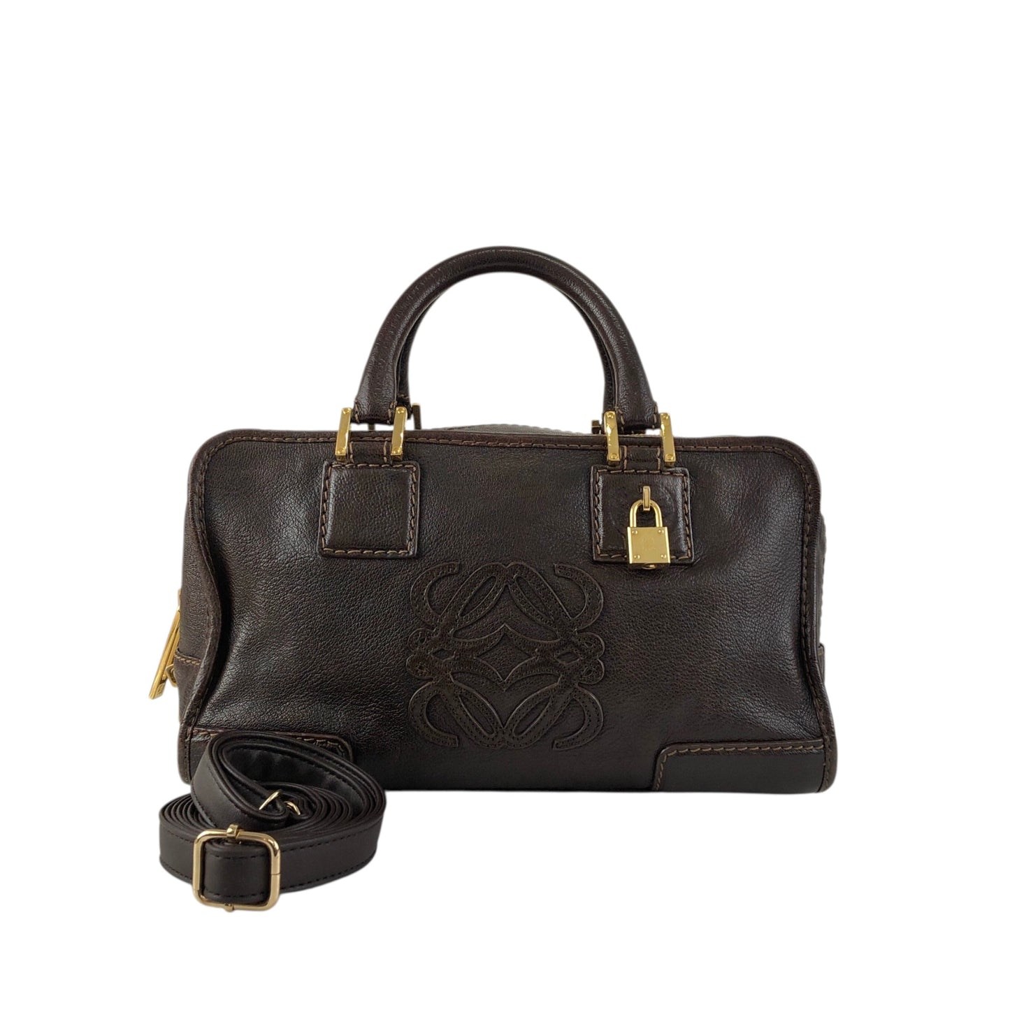 LOEWE Amazona28 Anagram Two-way Small Boston bag Shoulder bag Brown Vintage zey847