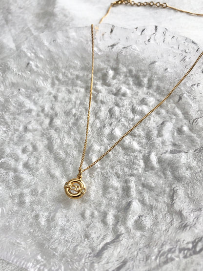 Christian Dior CD Logo Necklace Gold Vintage wwwbfu