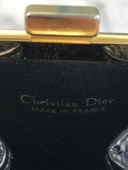 Christian Dior Trotter 標誌金屬扣提花皮革零皮夾黑色復古 wd4fgy 