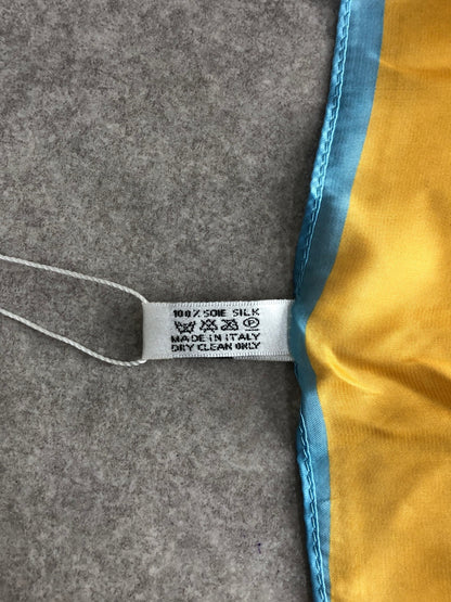 Christian Dior Logo Silk Scarf Yellow×Blue Vintage fybztt