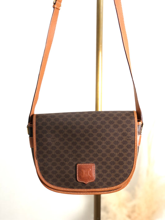 CELINE Macadam Blason Shoulder bag Brown Vintage ajxxig