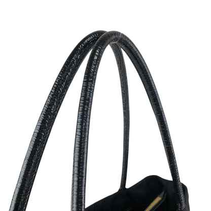 PRADA Tessuto Triangle Logo Handbag Totebag Black Vintage bikz2y