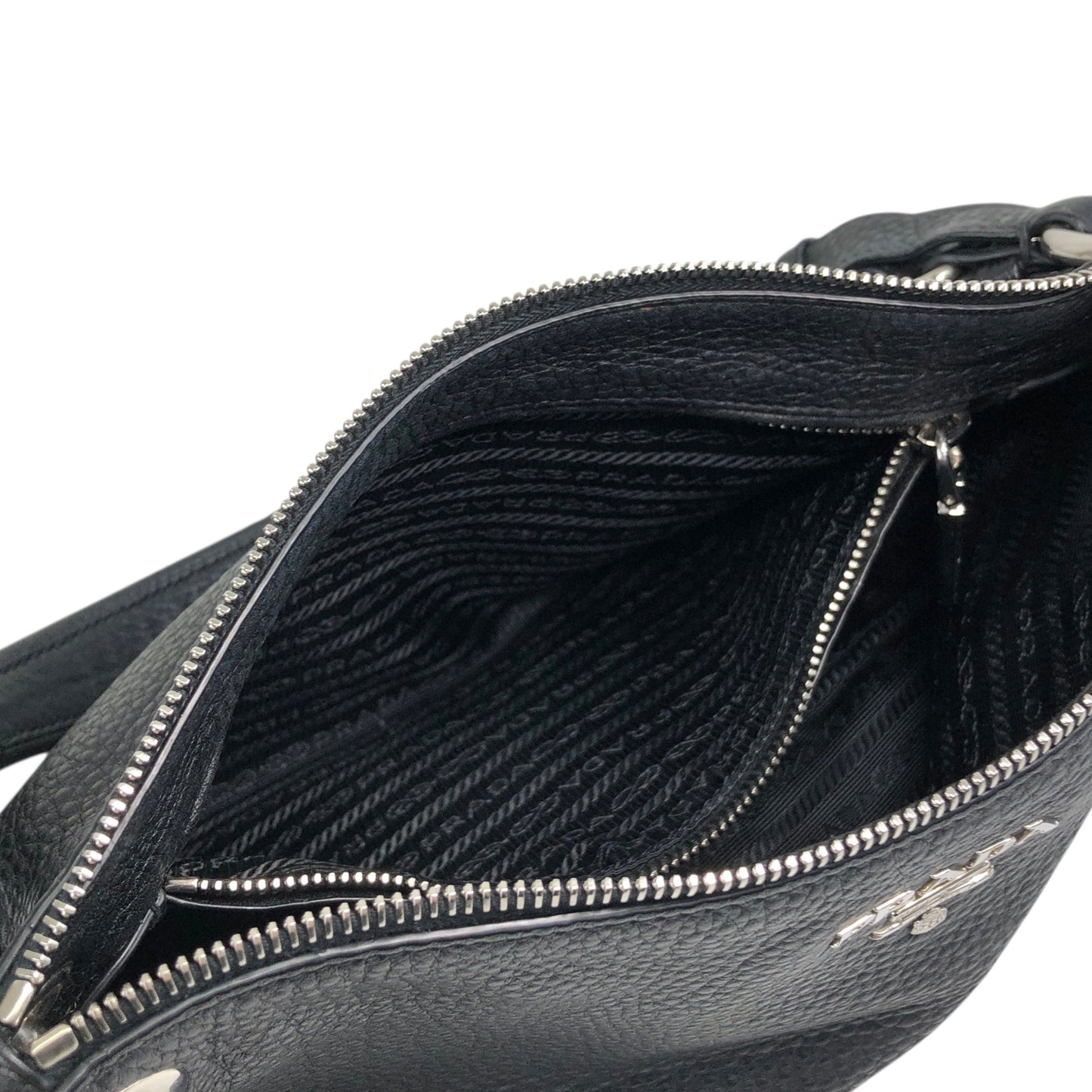 PRADA Logo Shoulder bag Black Vintage j4hmuw