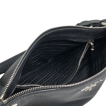 PRADA Logo Shoulder bag Black Vintage j4hmuw