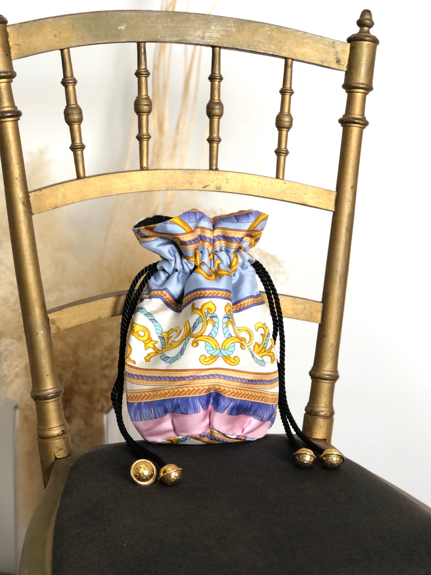 CELINE Starball Drawstring Handbag Blue Vintage cp3wry