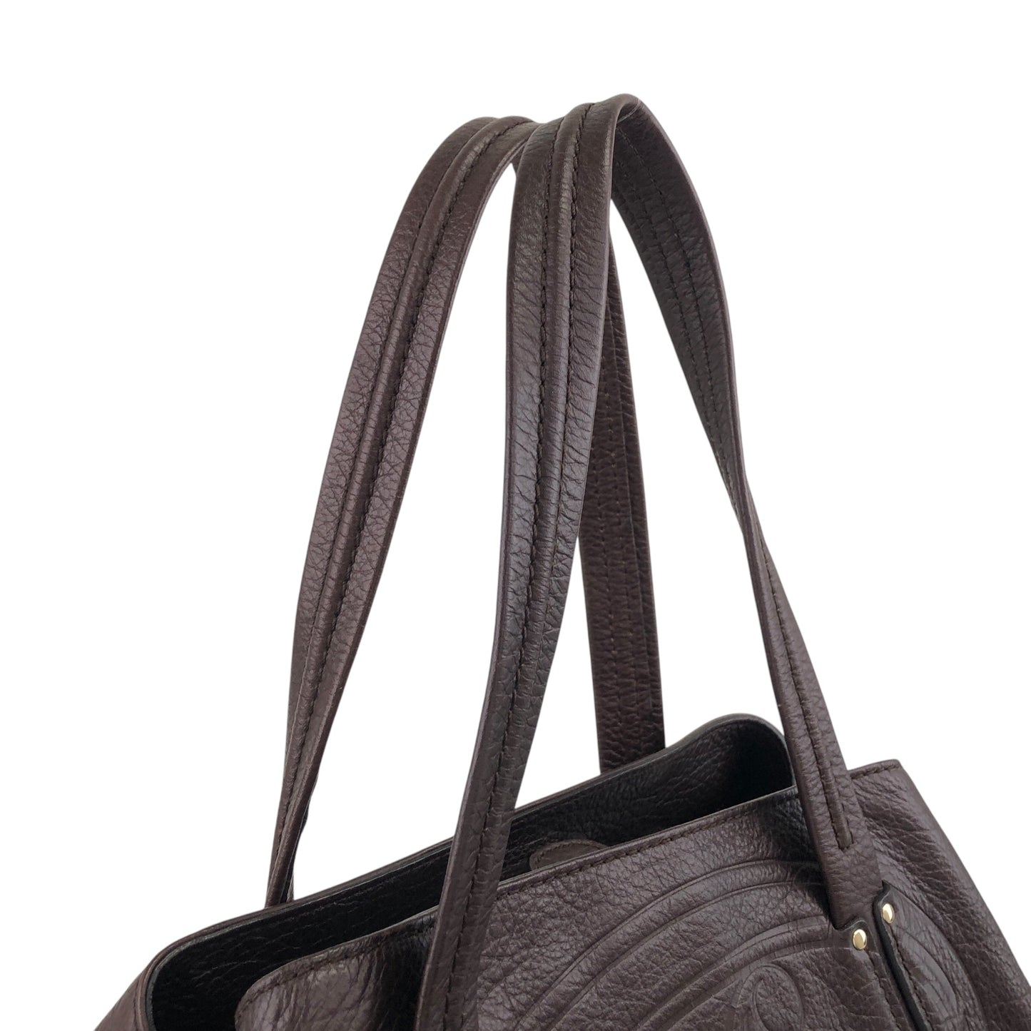 CELINE Blason Handbag Brown Vintage 3gv622