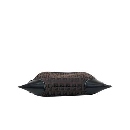 FENDI Zucchino Logo Charm Handbag Hobobag Brown Vintage fhfygp