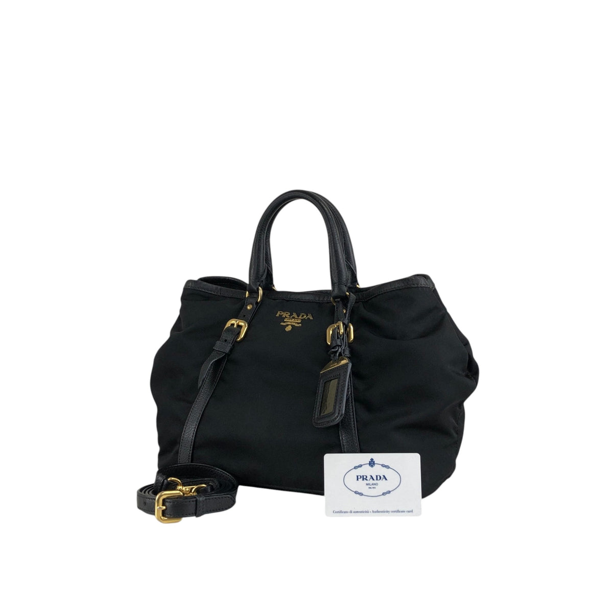 PRADA Triangle Logo Two-way Handbag Shoulder bag Black Vintage jun4wc
