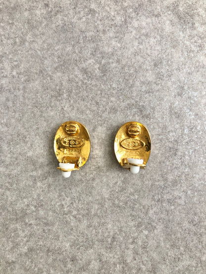 CHANEL Coco Mark Earrings Gold Vintage zss46g