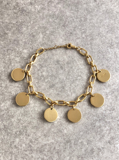 CELINE Logo Charm Bracelet Gold Vintage yin3xg
