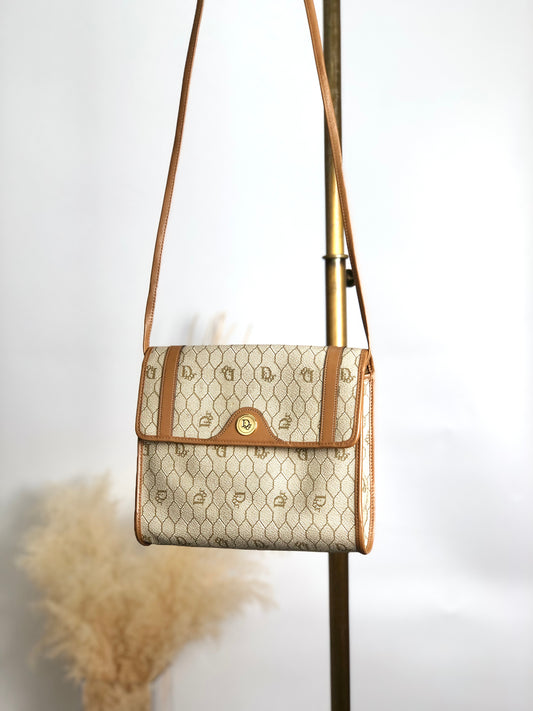 Christian Dior Honeycomb Pattern Shoulder bag Beige Vintage ygh7tx