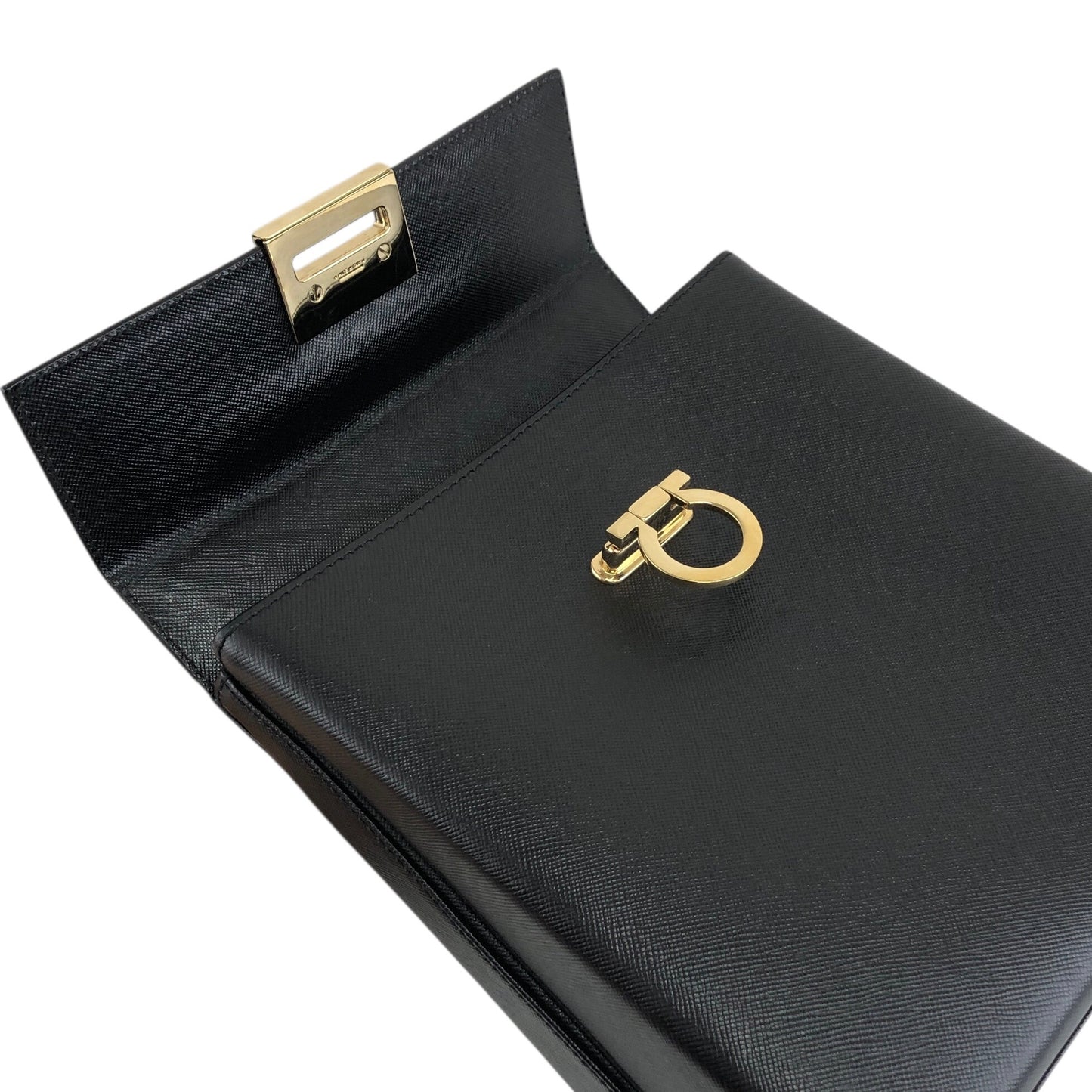 Salvatore Ferragamo Gancini Two-way Handbag Shoulder bag Black Vintage zaxbv3