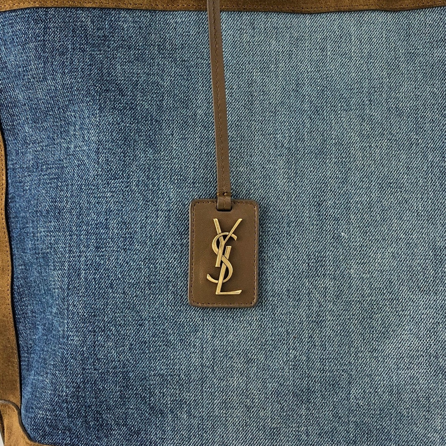 Yves Saint Laurent YSL Logo Totebag Indigo×Brown Vintage tgpnxk