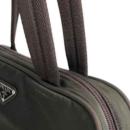 PRADA Tessuto Triangle Logo Padlock Shoulder bag Khaki Vintage kyp5pt