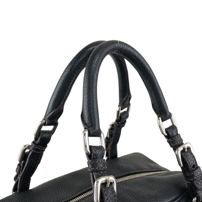 PRADA Logo Embossed Small Boston bag Handbag Black Vintage f8pbsn