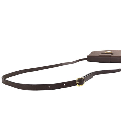 Yves Saint Laurent YSL Logo Leather Round Shoulder bag Brown Vintage b735mp