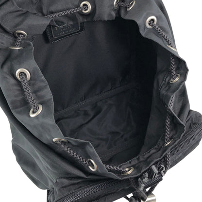 PRADA Tessuto Triangle Logo Front Buckle Backpack Black Vintage jmakxv