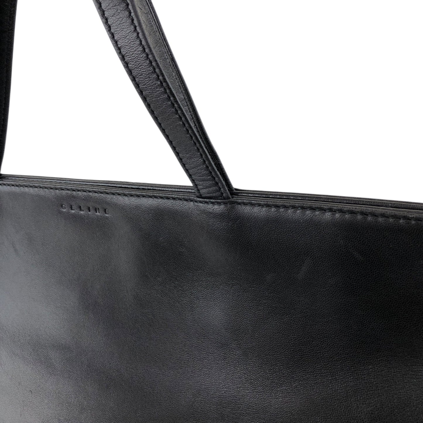 CELINE Logo Embossed Totebag Black Vintage khd67u