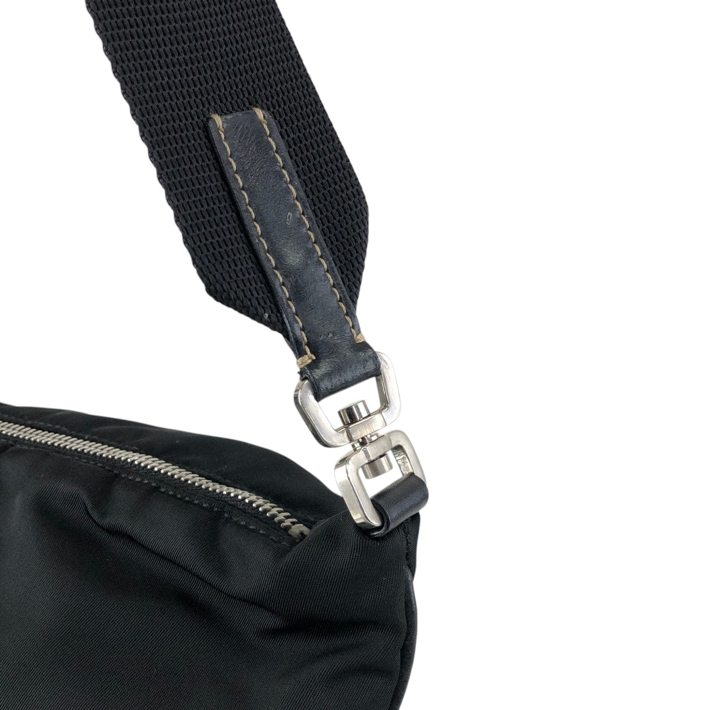 PRADA Tessuto Triangle Logo Shoulder bag Black Vintage ribjbv
