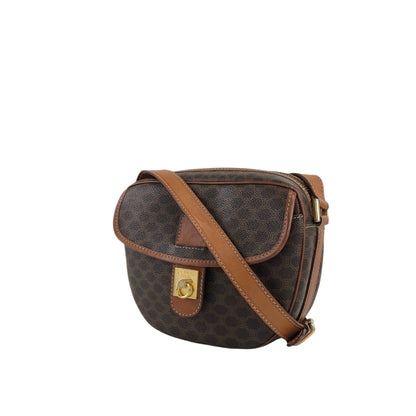 CELINE Macadam Gancini Flap Shoulder bag Brown Vintage 27ufzi